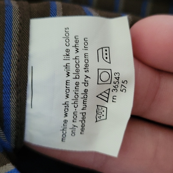 Men's Michael Kors long sleeve button down dress shirt brown blue medium 15.5 - Picture 4 of 4